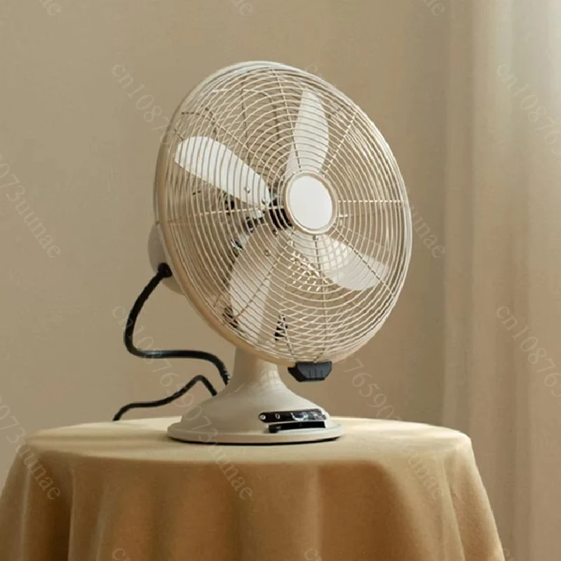 12 Inch Retro Metal Table Fan, Adjustable Vintage Desk Fan with 3 Speed Quiet Motor for Home Office Decoration
