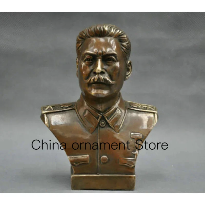 

6-Inch Hand Carved Bronze Statue of Russian Leader Joseph Stalin Bust