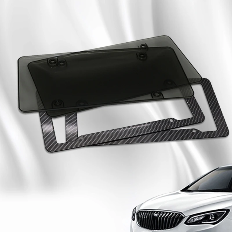 Carbon Fiber License Plate Frames Car Tag Holder Cover Heavy Duty Front & Rear Plate Mounting Automotive Accessories