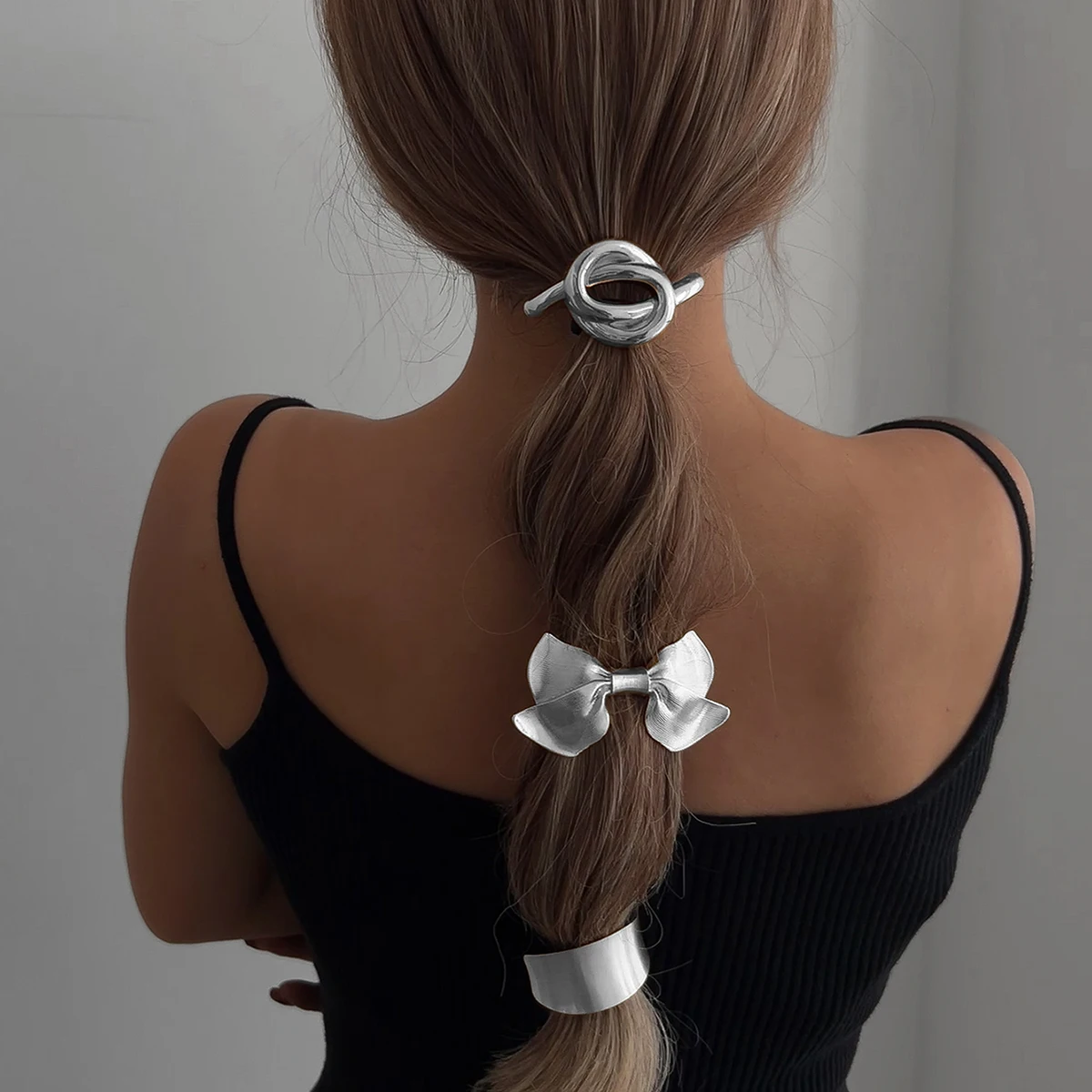 Salircon 2024 Trendy Vintage Bowknot Flower Hair Rope Women High Elastic Metal Love Heart Starfish Headband Hair Accessories