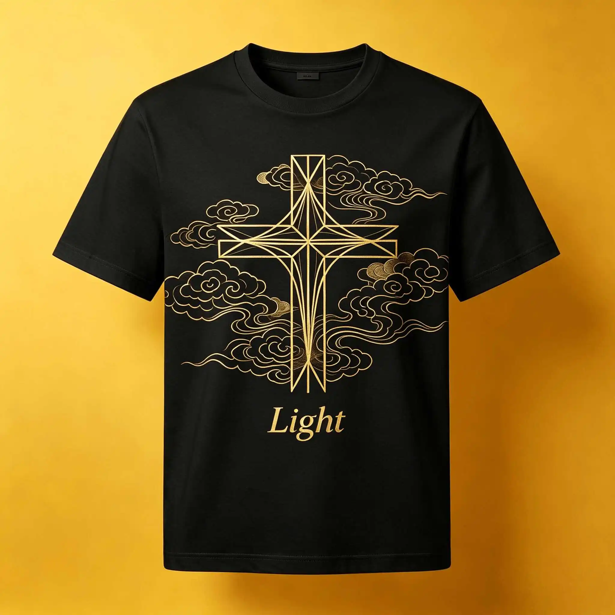 US Stock Warm Quiet Luxury Light Cross Tee Good Vibes Natural Cotton Gift S-5XL