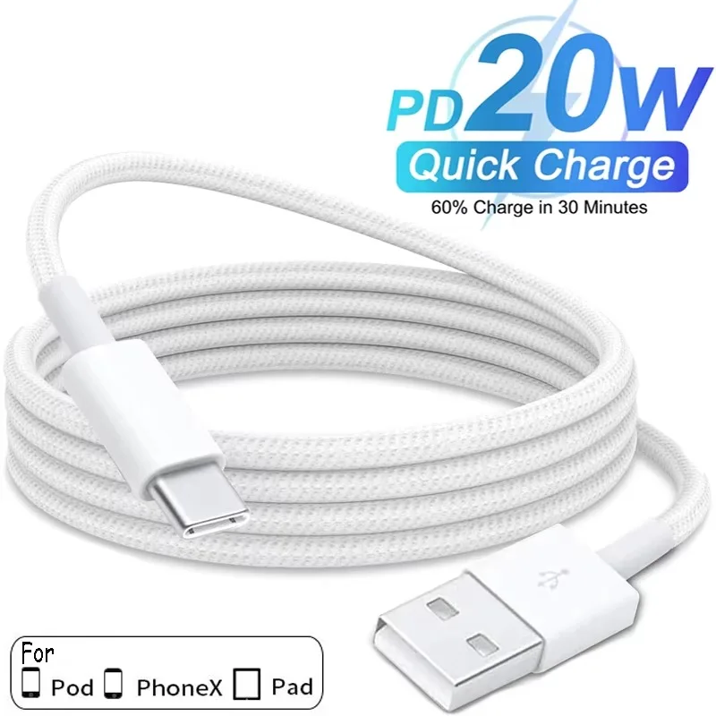 

Usb A to Type C Color Cable 20W For Apple iPhone 15 Fast Charging Huawei Xiaomi Samsung Type C Android Weaving Cable Accessories