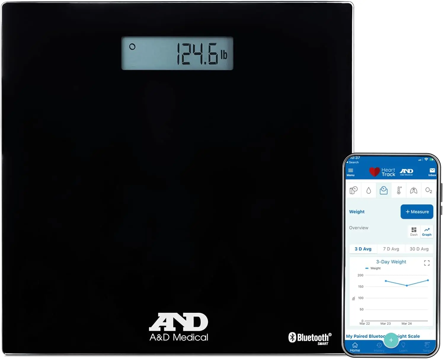 

Digital Bluetooth Bathroom Weight Scale with App Sync, 450lb Capacity, Batteries Included