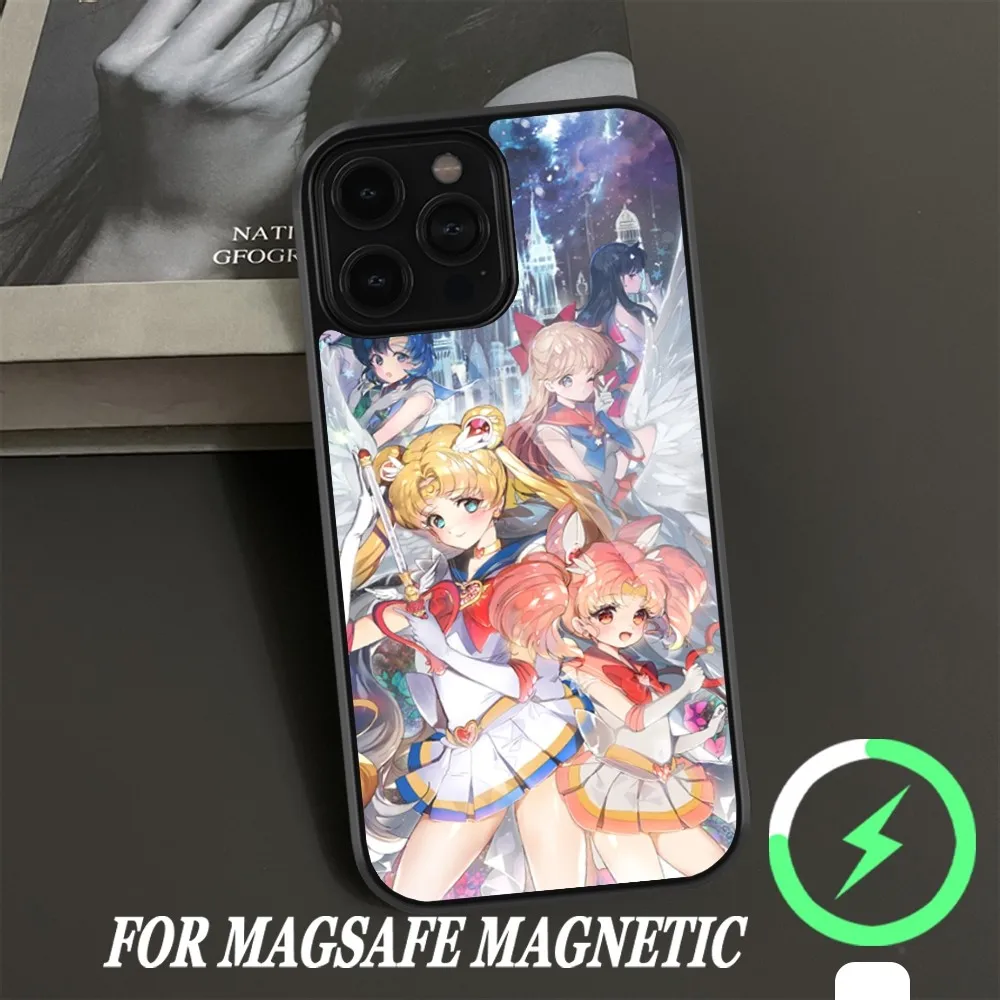 Etui na telefon Kawaii Sailors Star Moon do iPhone'a 11 12 13 14 15 Pro Max Plus Magsafe Magnetic Wireless Cover Charging