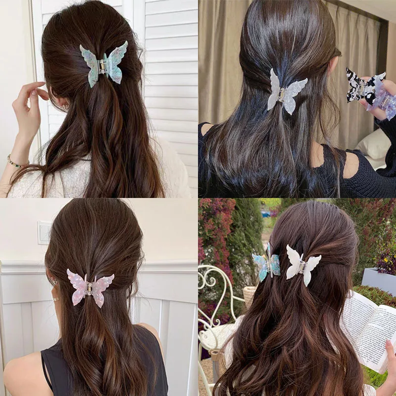 Elegant Butterfly Hair Claw Clip Retro Acetate Hair Clip Crab Sweet Shark Clip Hairpin For Women Girl Hair Accessories Barrettes