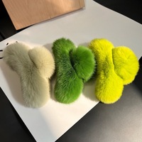 New Fashion Autumn Winter Rabbit Fur Plush Ball Oversized Hair Claw Temperament Fluffy Soft Hair Clip For Women Girls Headwear