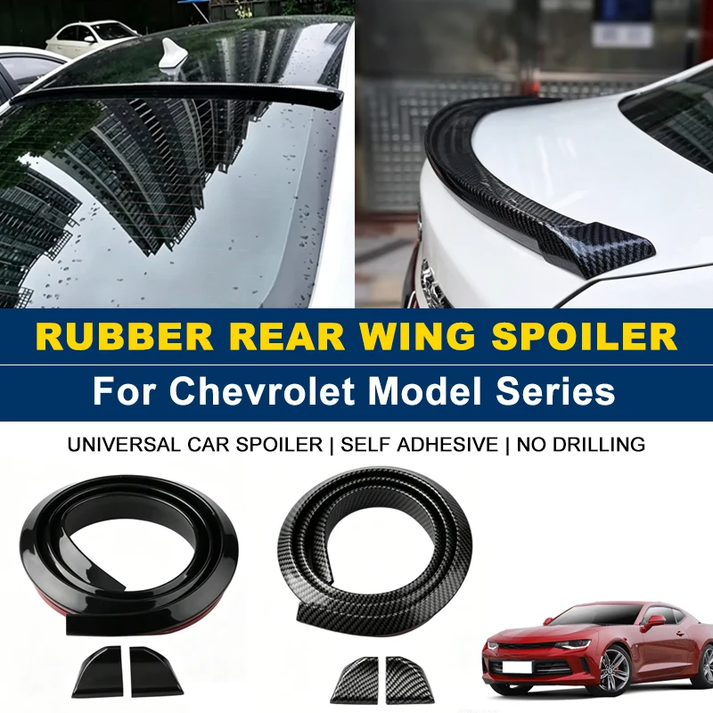 For Chevrolet Malibu Cruze Camaro Equinox Blazer Tahoe Traverse 1.5M Self-Adhesive Rear Spoiler Wing No Drill Trunk Lip Parts