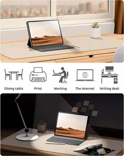 Large Mouse Pad,Office Desk Mat, Leather Desk Pad Protector, Non-Slip PU Leather Desk Blotter, Laptop Desk Pad - Image 6