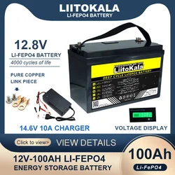 LiitoKala 12.8V 100AH LiFePO4 bateria 12V baterie litowo-żelazowo-fosforanowe cykli falownik zapalniczka samochodowa 14.6v wózek golfowy bezcłowy