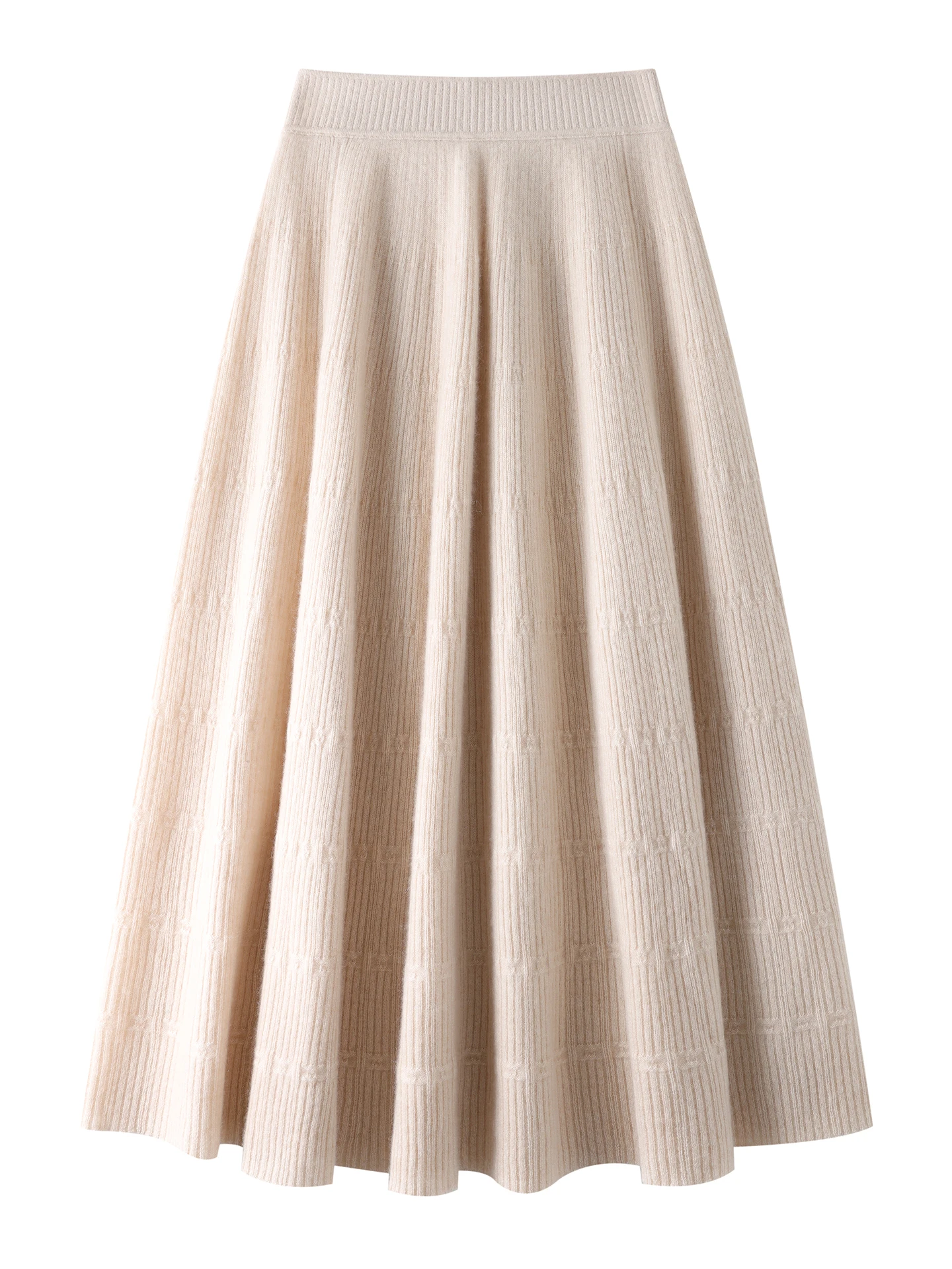 Light Luxury Women's 100% Pure Cashmere Skirts Autumn Winter Lady High Elastic Waist Rib Knit A-line Umbrella Skirt Daily Wear
