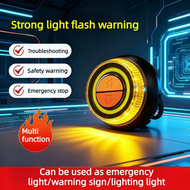 1/2PcsUniversal V16 Car Warning Light LED Flashlight Emergency Light Yellow Light Traffic Strong Magnetic Induction for Vehicles