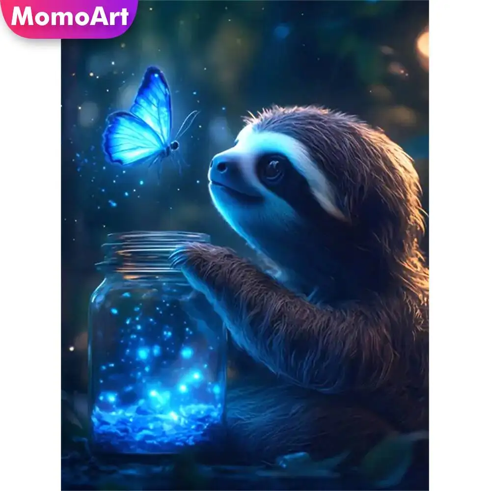 Momoart Katze Diamant Malerei Tier bunte Diamant Mosaik Bild Strass Mond Wand Dekor
