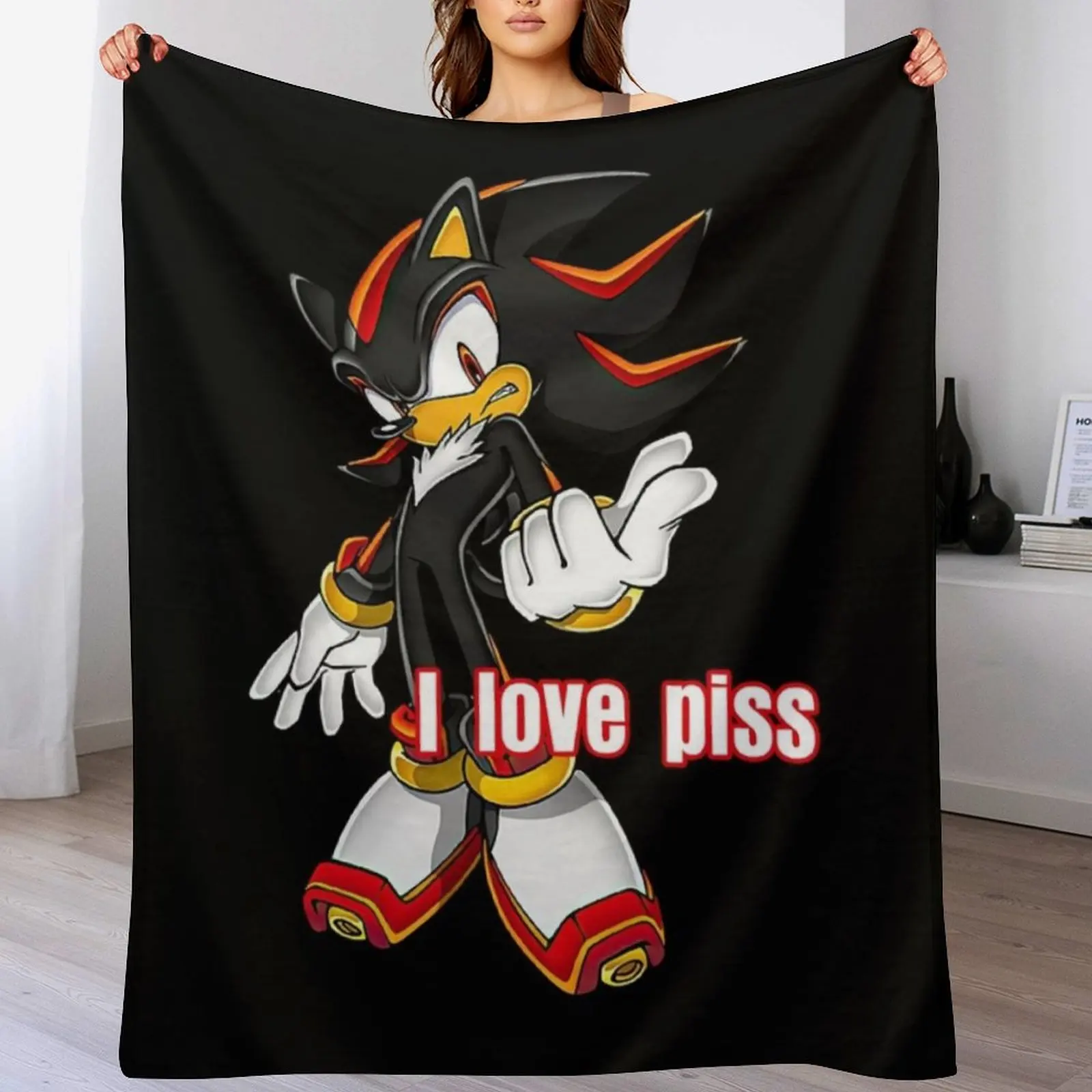 

Shadow The Hedgehog I Love Piss Throw Blanket Loose Beach Plaid Camping Blankets