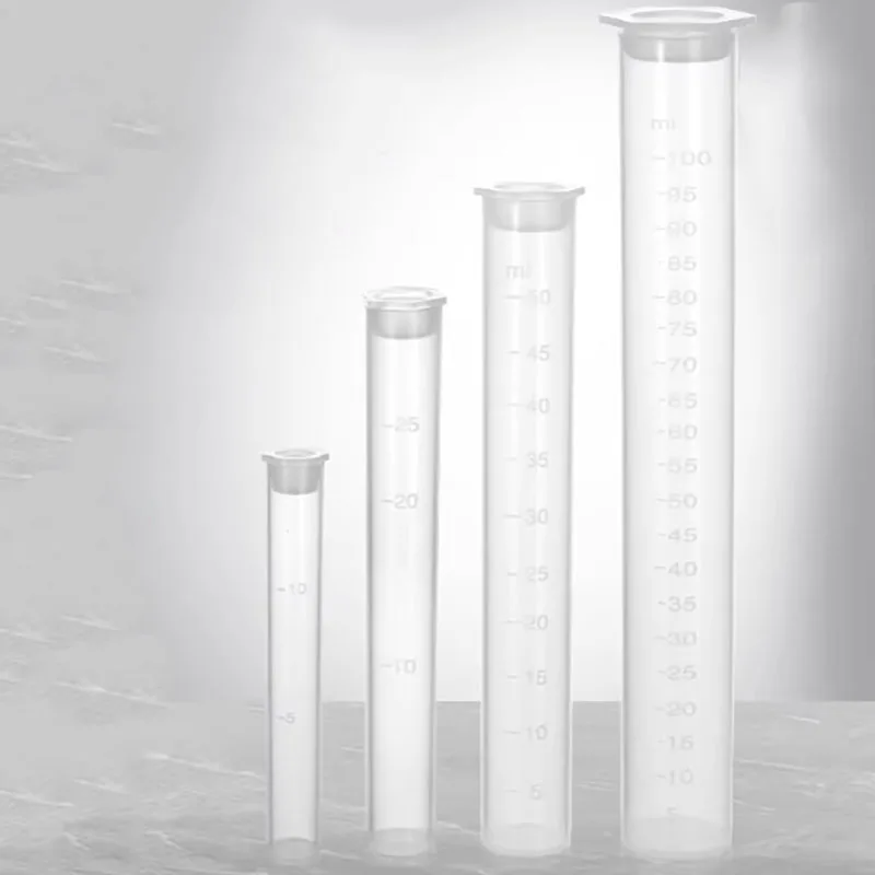 1PCS 6PCS 12PCS Plastic colorimetric tube 10ml25ml50ml100ml with stopper and lid PP flat bottom colorimetric tube with scale