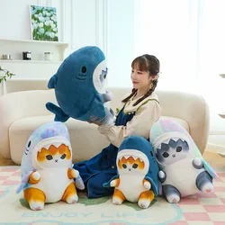 1pc Anime Shark Cat Plush Toy Cute Stuffed Animals Soft Plushies Doll Toys Pillow Birthday Gift for Kids Adults Girls Home Decor