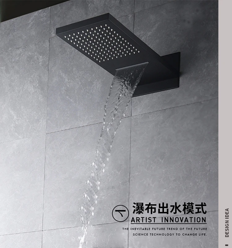Modern Black Wall Mounted Shower Head and Mixer Faucet with Handheld Hose Eco-Friendly Kitchen & Toilet Accessory