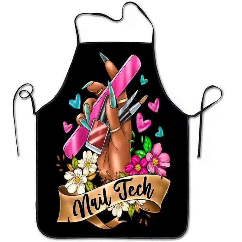 Fashion Nail Artist Nail Salon Apron For Men Women 3D Printing Anti Fouling And Waterproof Creative Household Chef Cooking Apron view 6