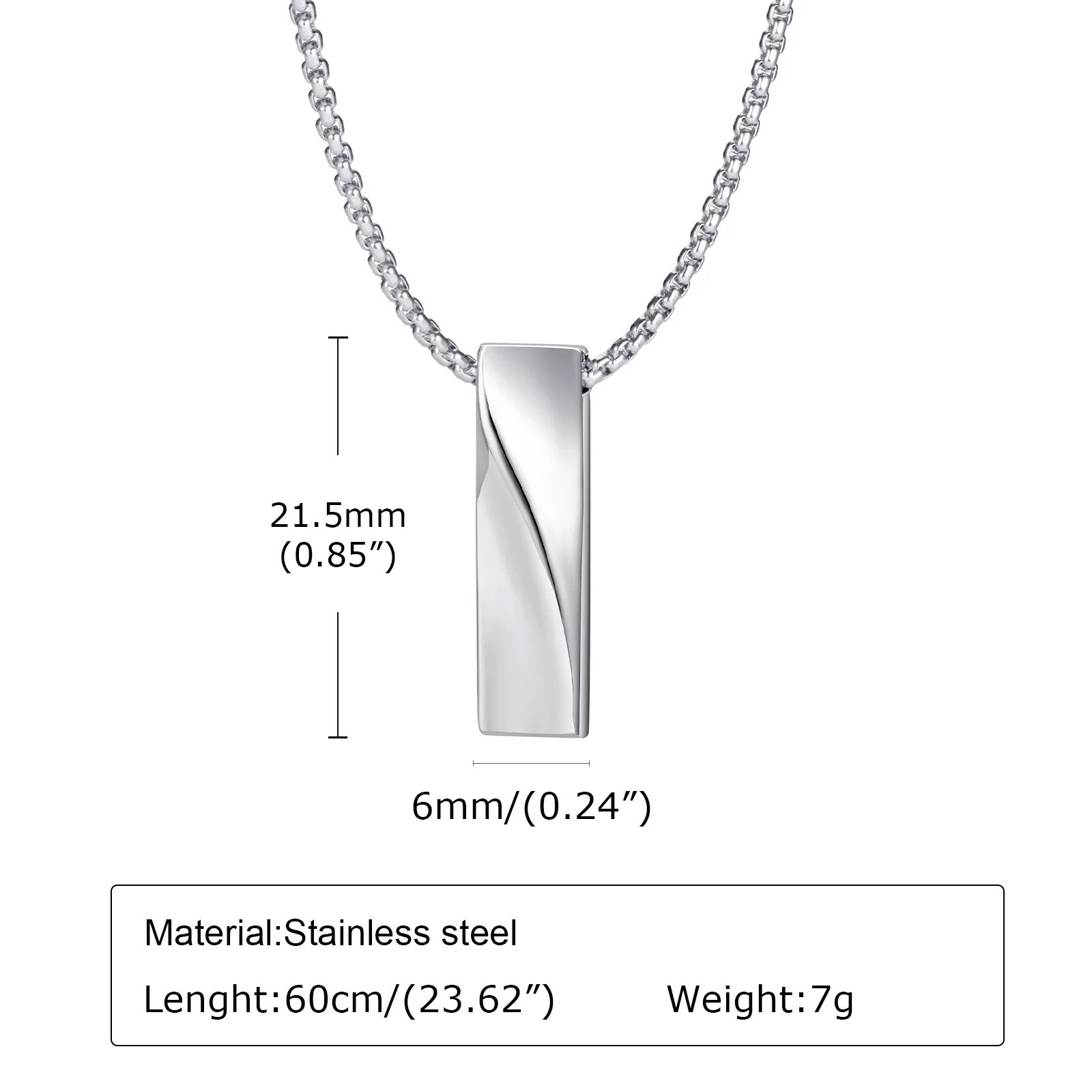 Men\'s Geometric Bar Pendant Necklace Stainless steel Mobius Simplicity Fashion Minimalism Neckchain Collar Gift Jewelry for Male