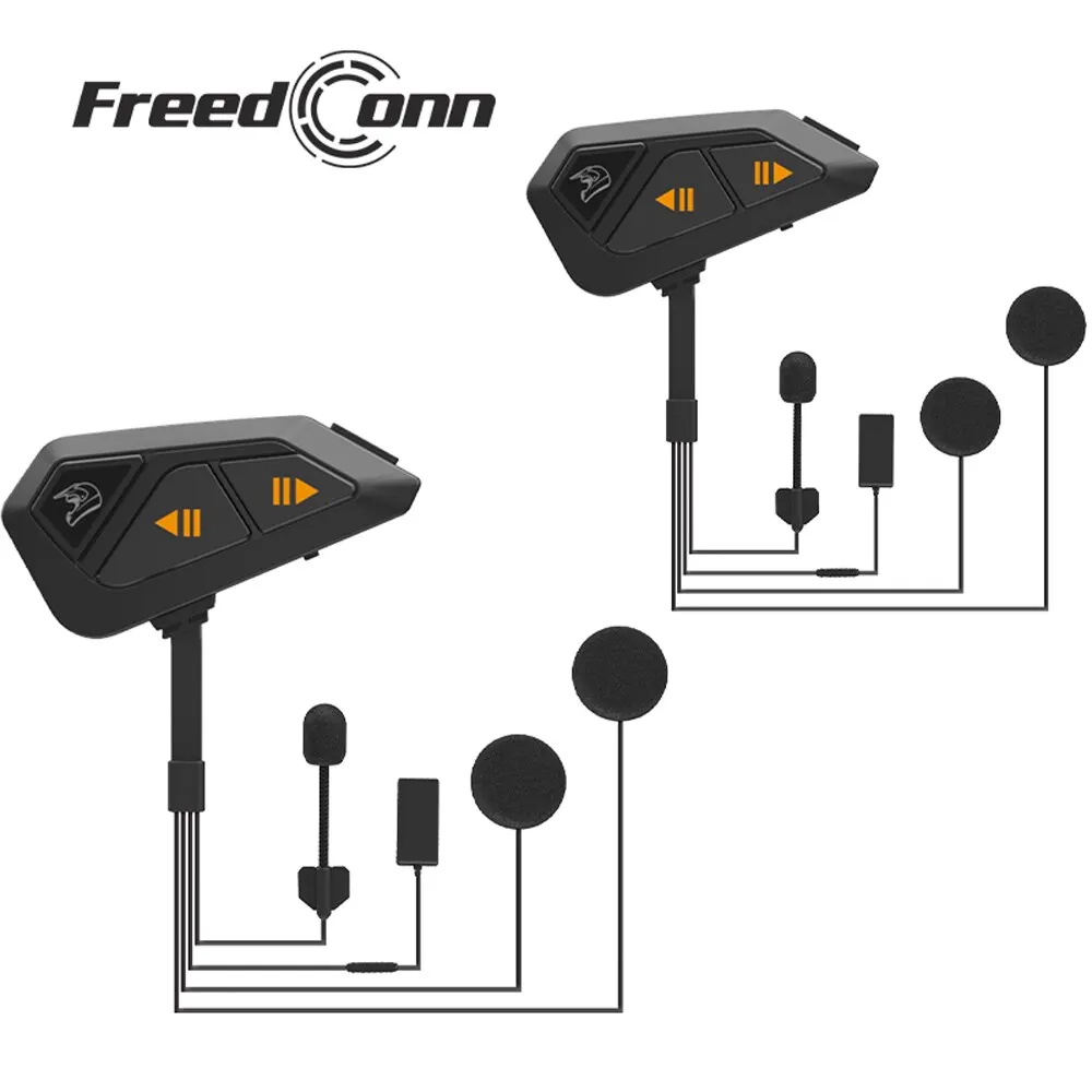 Freedconn FG Bluetooth Motorcycle Helmet Intercom Headset 1000M BT5.0 Interphone Communicator 10Riders Waterproof FM Radio Music