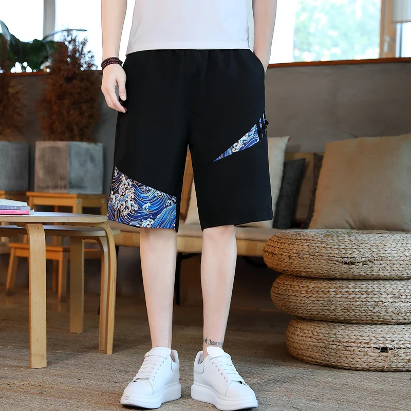 

Ice Silk Men's orts Casual Beachwear Loose Fit Youth Faion Urban Sle Breathable Five-Quarter Length Straight Leg Pants