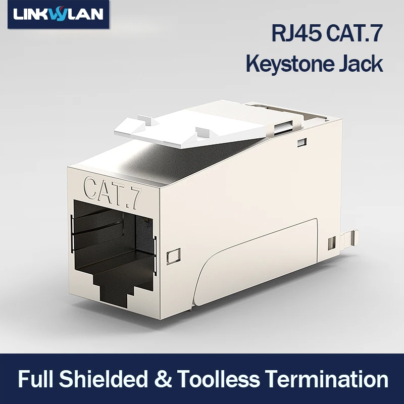 Linkwylan CAT7 Full Shielded Keystone Jack RJ45 to LSA, Tool-Free Connection Compatible for Cat6A/Cat.6 Systems