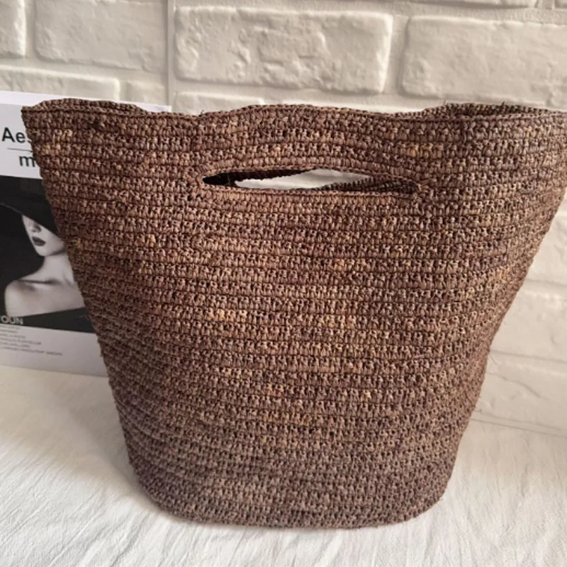 2026 New Style Handmade Straw Handbag for Women - Crochet Raffia Bag Trendy Fashion Niche Design Large Capacity Tote Bag