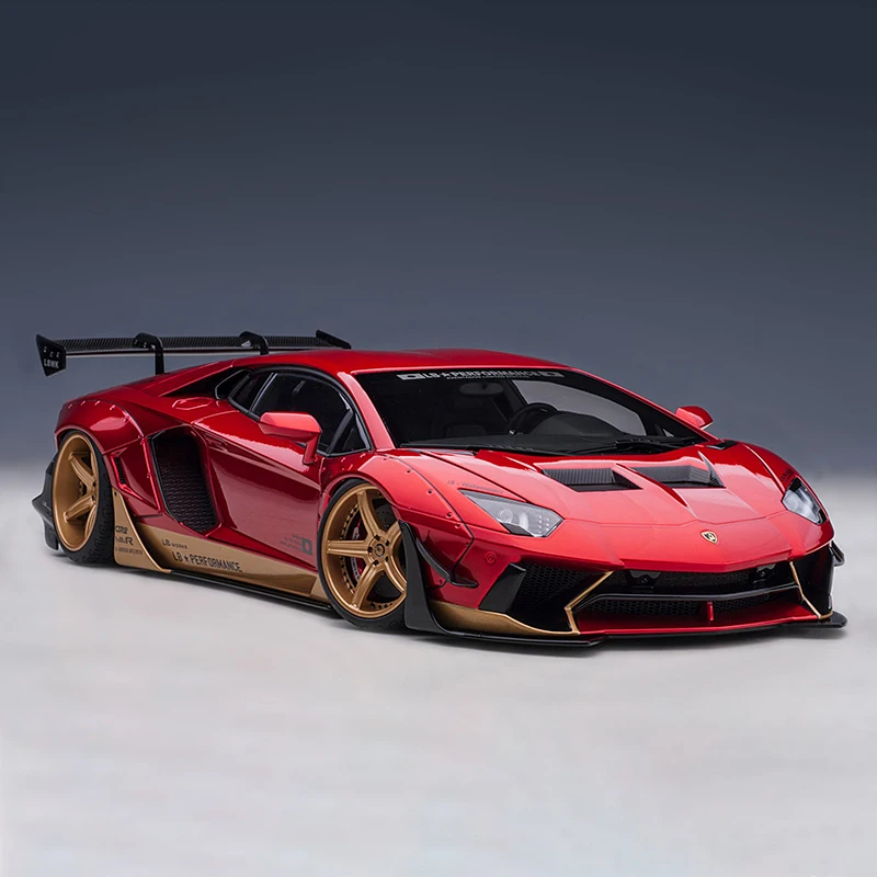 AUTOart Liberty Walk w skali 1:18 LB-Works Lamborghini Aventador edycja limitowana (Hyper Red) aluminiowe modele samochodów kolekcjonerskich, wysyłka teraz