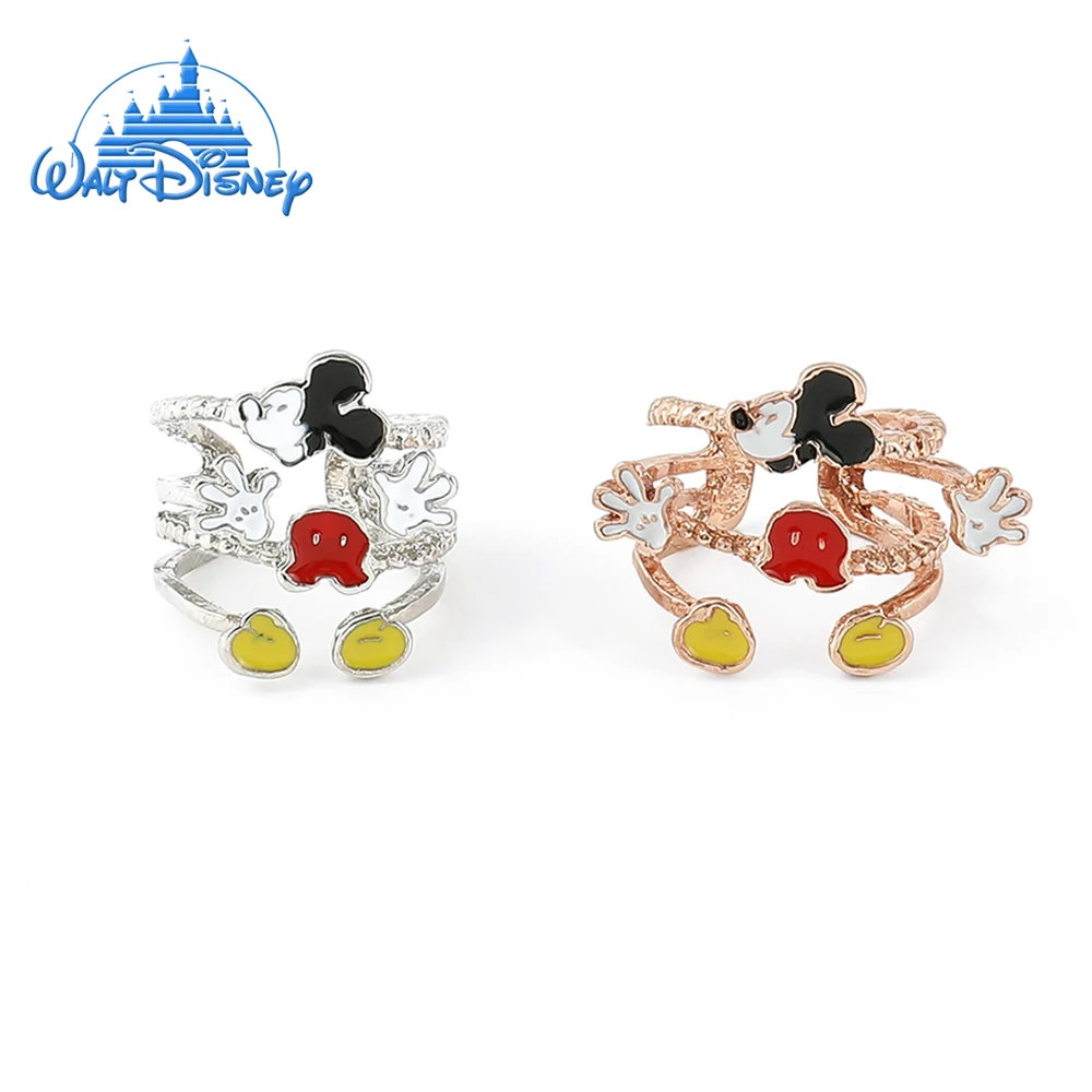 Disney Mickey Mouse Ring Multi-Storey Cute Cartoon Open Rings Metal Enamel Jewelry Accessories Kawaii Women Party Gifts For Fans