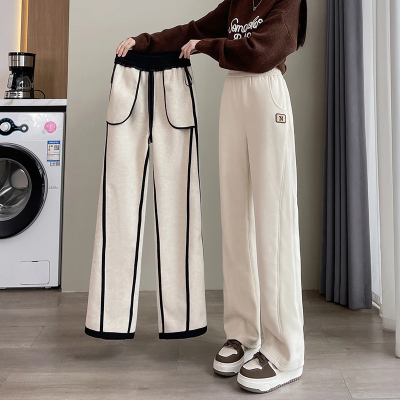 

Wide Leg Pants Women High Waist Casual Sports Trousers Straight Leg Pants Fashion Solid Color Joggers Female