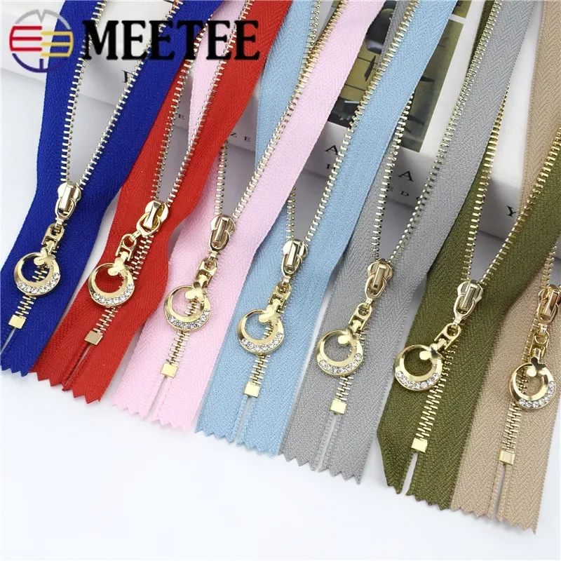 Meetee 10pcs 15/18/20/25/30cm 3# Metal Zippers Closed End Zip Closure Lock DIY Bags Purse Clothing Repair Kit Sewing Accessories
