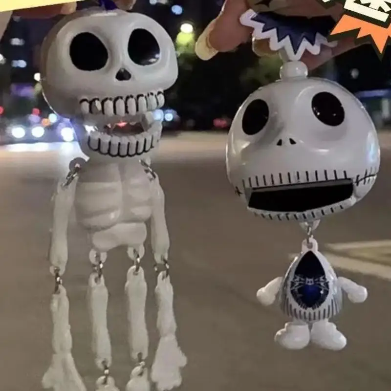 Skelett-Schlüsselanhänger mit Zugschnur, lustiger Neuartiger Plastik-Taschenanhänger, langlebiger Rucksack-Anhänger für Halloween-Party-Geschenke – Detail 19