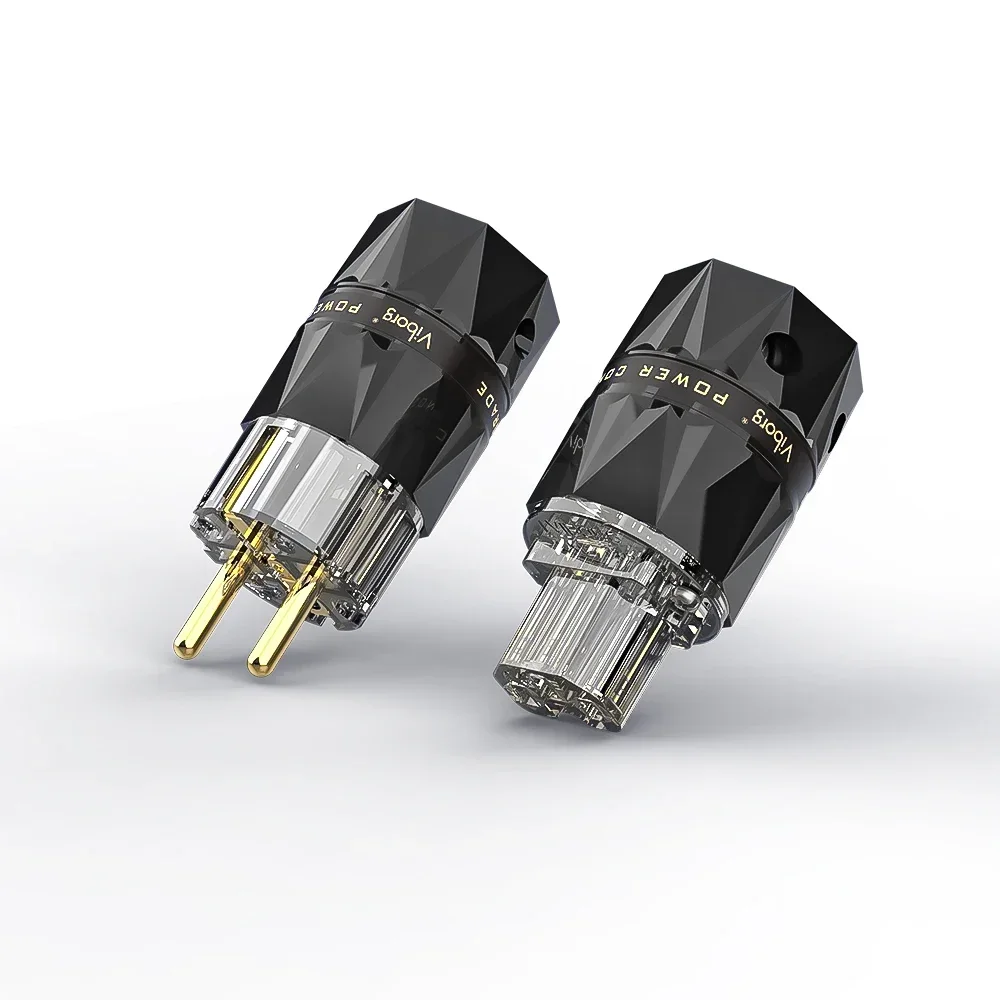 

Viborg VE503+VF503 series 99.99% Pure Copper Gold Rhodium Plated EU Schuko Plug Hifi audio Power Cable Plug IEC Female Connector