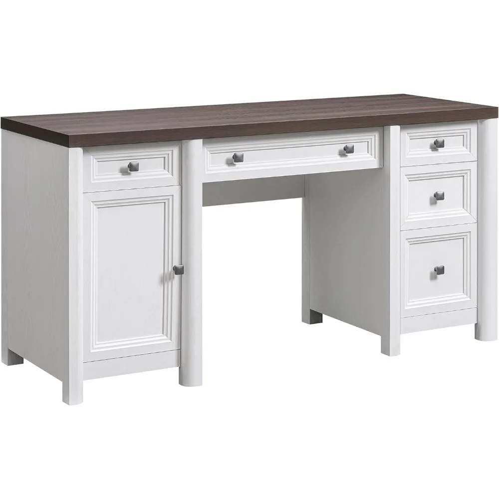 مكتب كمبيوتر المزرعة "58" - 5 أدراج وخزانة، رف ريفي قابل للتعديل لغرفة الدراسة" #6