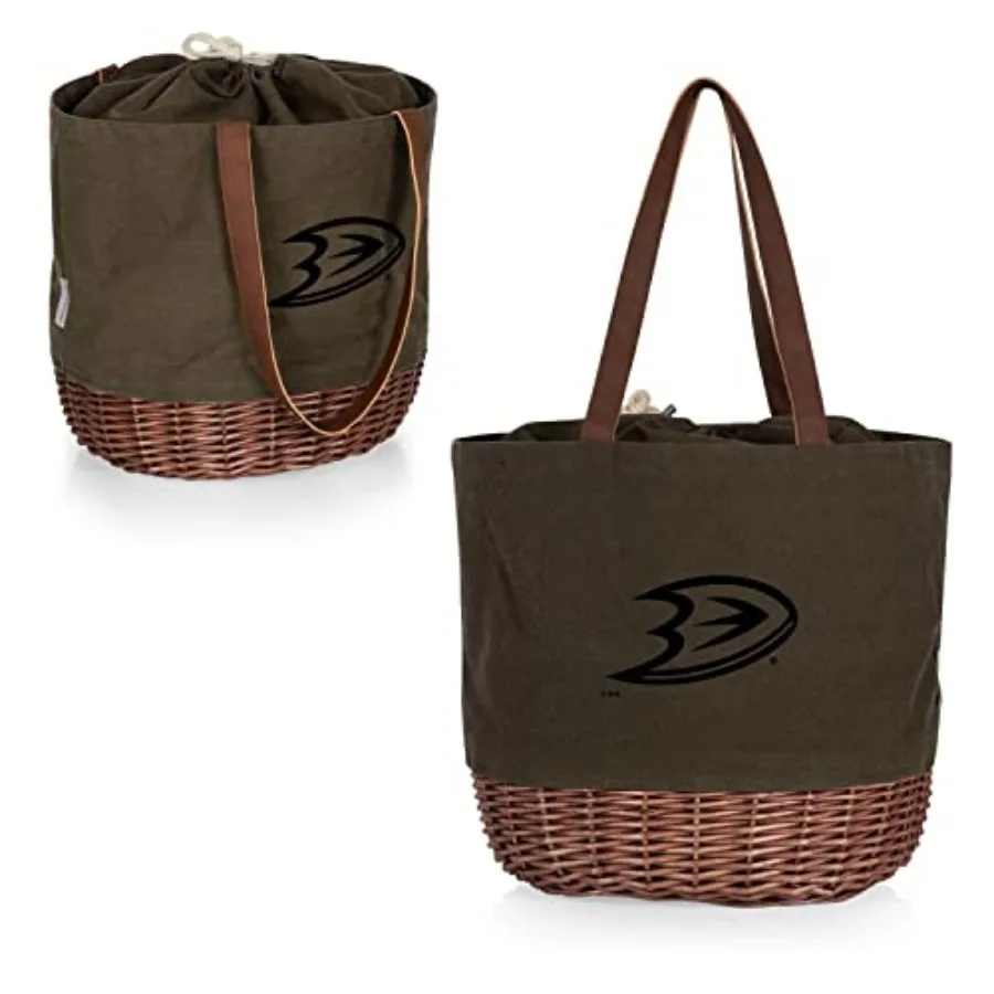 NHL unisex-adult Nhl Coronado Canvas and Willow Basket Tote, Picnic Tote Bag, Beach Tote