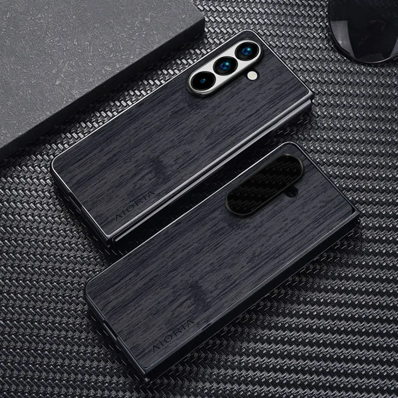 Fall für Samsung Galaxy Z Fold 7 6 5G funda bambus holz muster Leder telefon abdeckung Luxus coque für Galaxy Z Fold7 5G capa