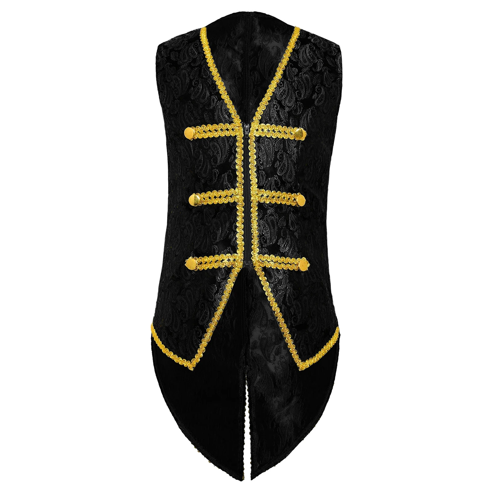 Boys Medieval Renaissance Costume Halloween Steampunk Victorian Prince Gothic Tailcoat Jacket Gold Trim Embroidery Retro Vest