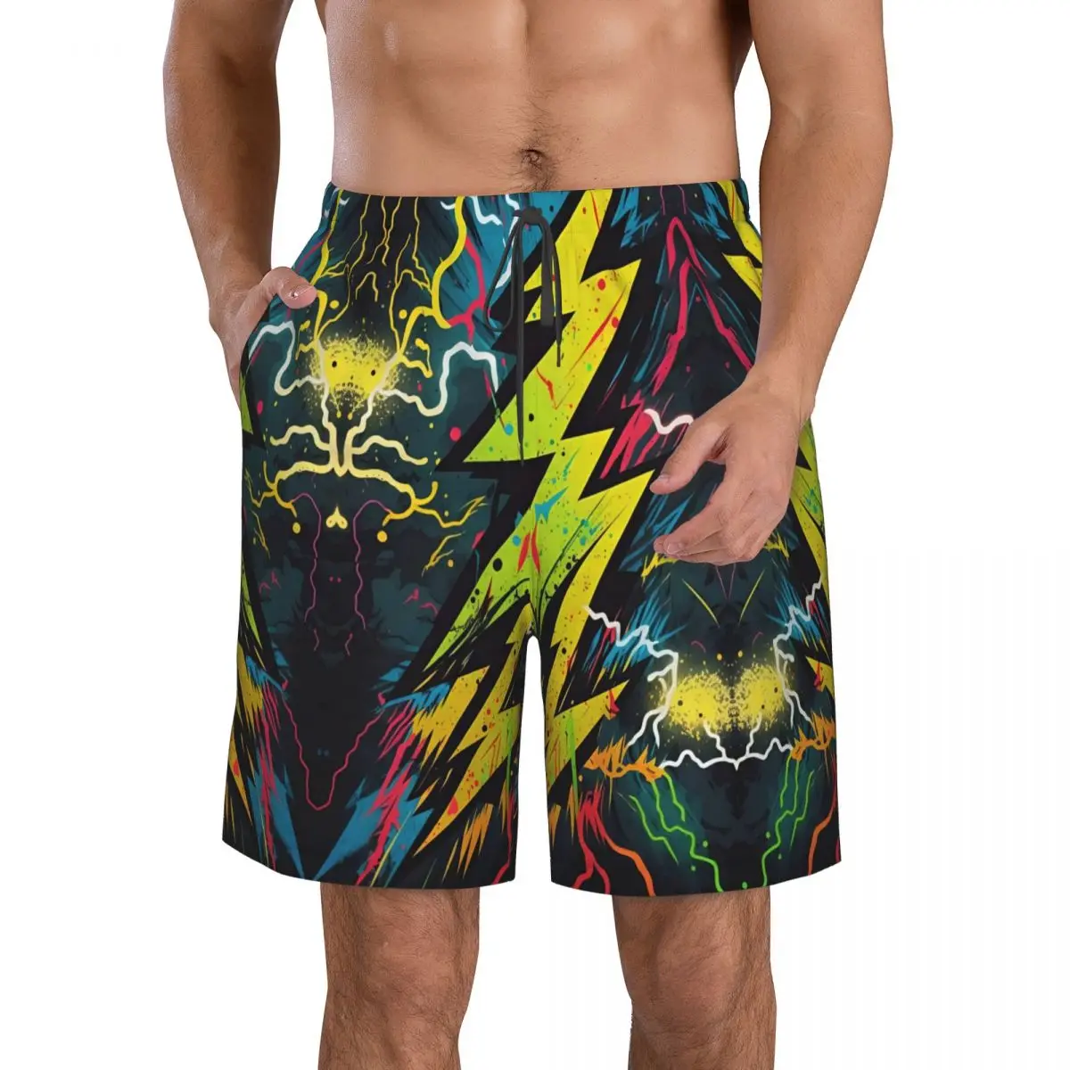 Oil colored splashed ink Drop Shipping Paint Stain Rainbow Paint Splatter Print Men's Printed pattern beach shorts