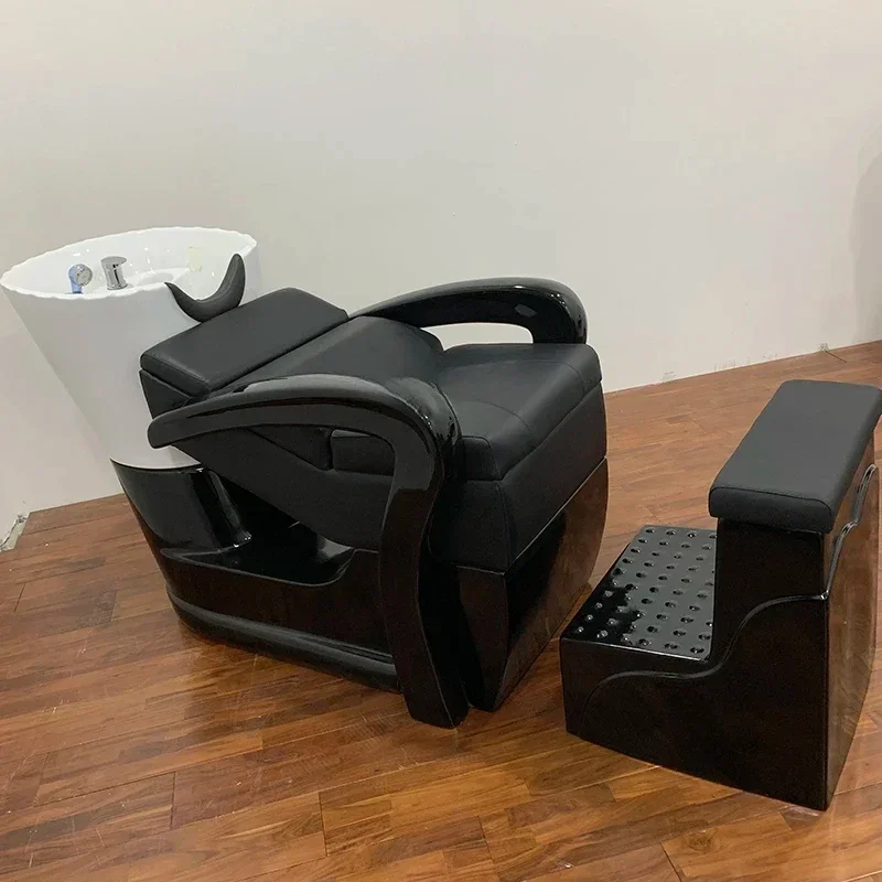 Half-Lying Shampoo Chair Hair  Massage Shampoo Bed Shampoo Chair for Hair  Barber Shop Ceramic Basin Punch Bed