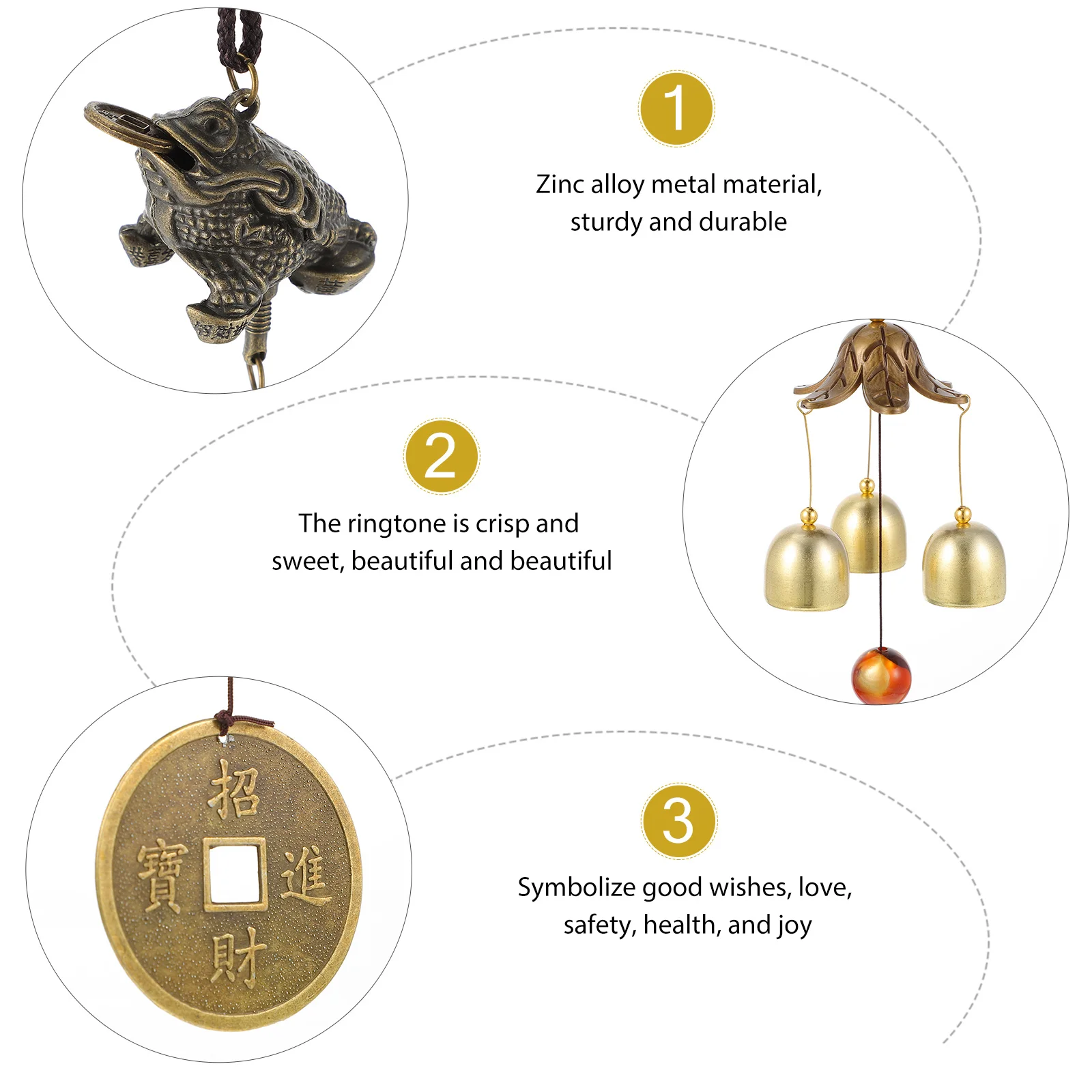 

2Pcs Chinese Golden Toad Wind Chimes Metal Hanging Pendants Fortune Home Office Decor Gift Party Ornament