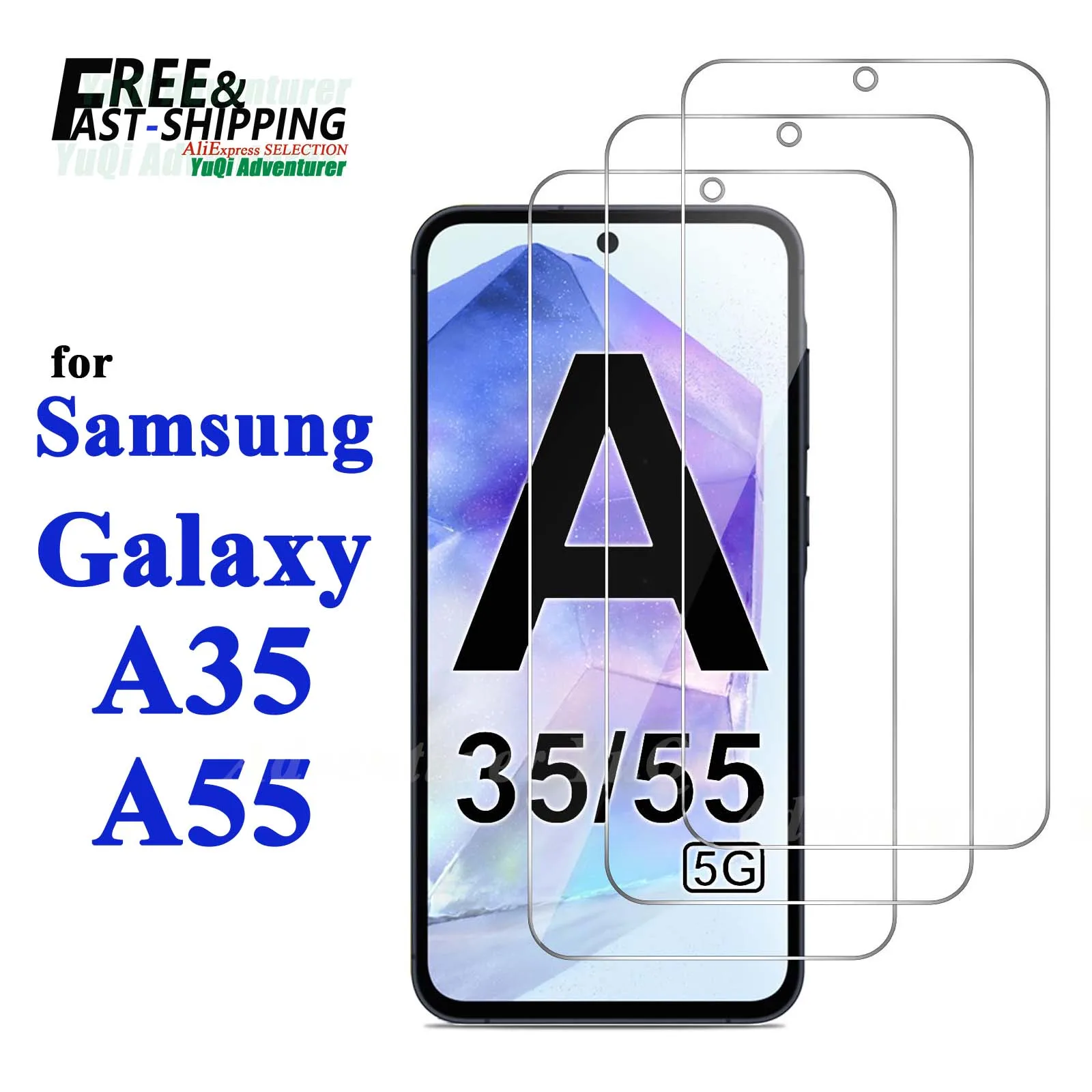 

Screen Protector For Samsung Galaxy A35 A55 5G, Tempered Glass HD Crystal 9H High Aluminum Anti Scratch Case Friendly