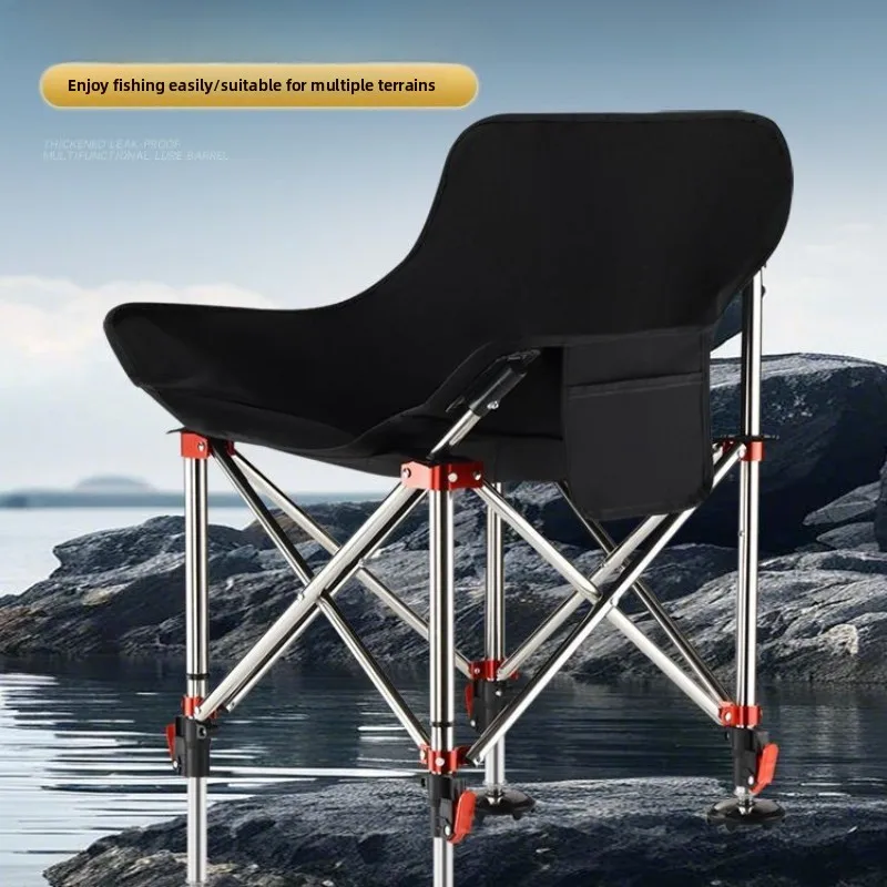 New Bold Lifting Leg Fishing Chair Accessories, One Click Lifting, Fully Folding, Portable and Easy To Carry, Stainless Steel