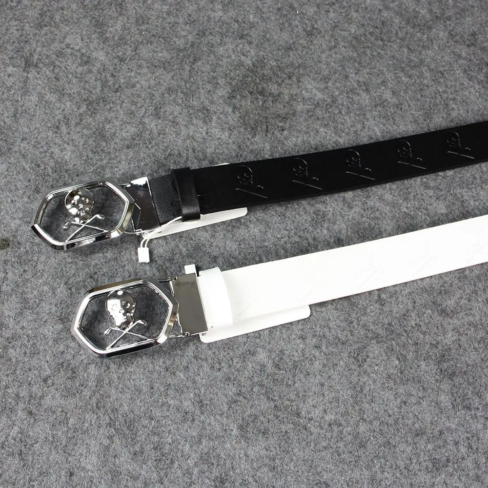 حزام جولف نسائي، حزام جلدي مريح بنمط جمجمة عصري، مناسب للسيدات