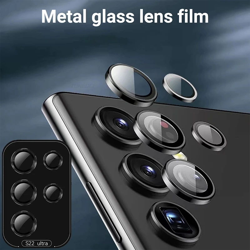 

3D Metal Ring Camera Lens Protector Glass For Samsung S24 S23 S22 Ultra S24 S23 Plus Full Cover Camera Protector With Positioner
