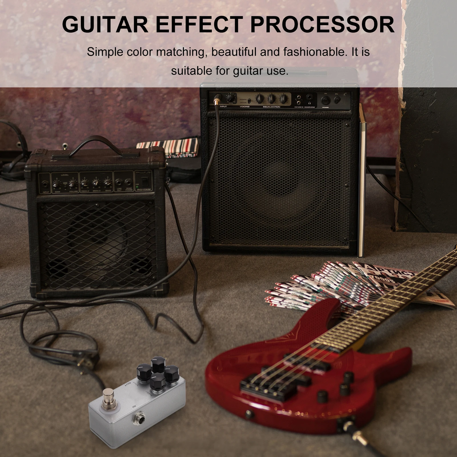 

Portable Guitar Effects Mini Accessories for Practicing Silver Metal Accessory