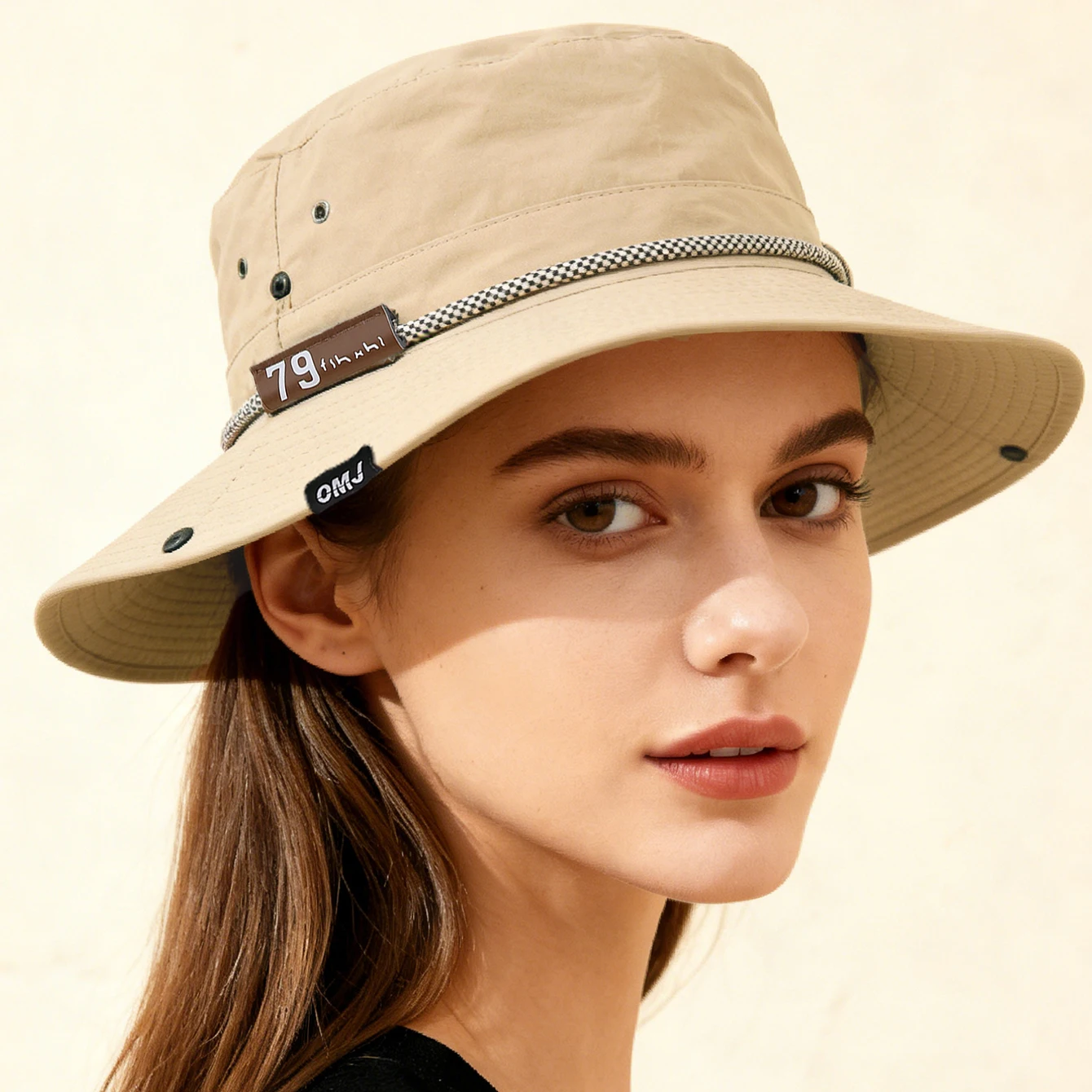 Outdoor Quick-Dry Fishing Hat with Rope, Reversible Brim, Breathable Sun Protection Cap, Suitable for Hiking and Climbing
