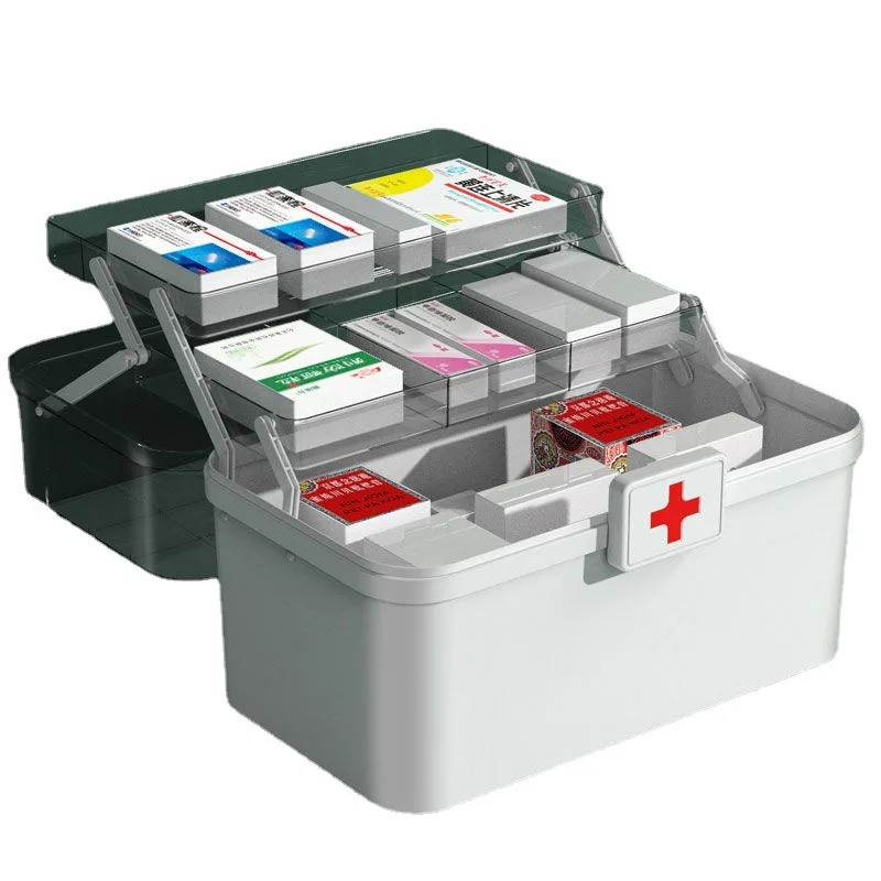 Medicine Storage Box Organizer Home Large Capacity Medical First Aid Box Medical Multi-layer Medicine Emergency Family Suitcase