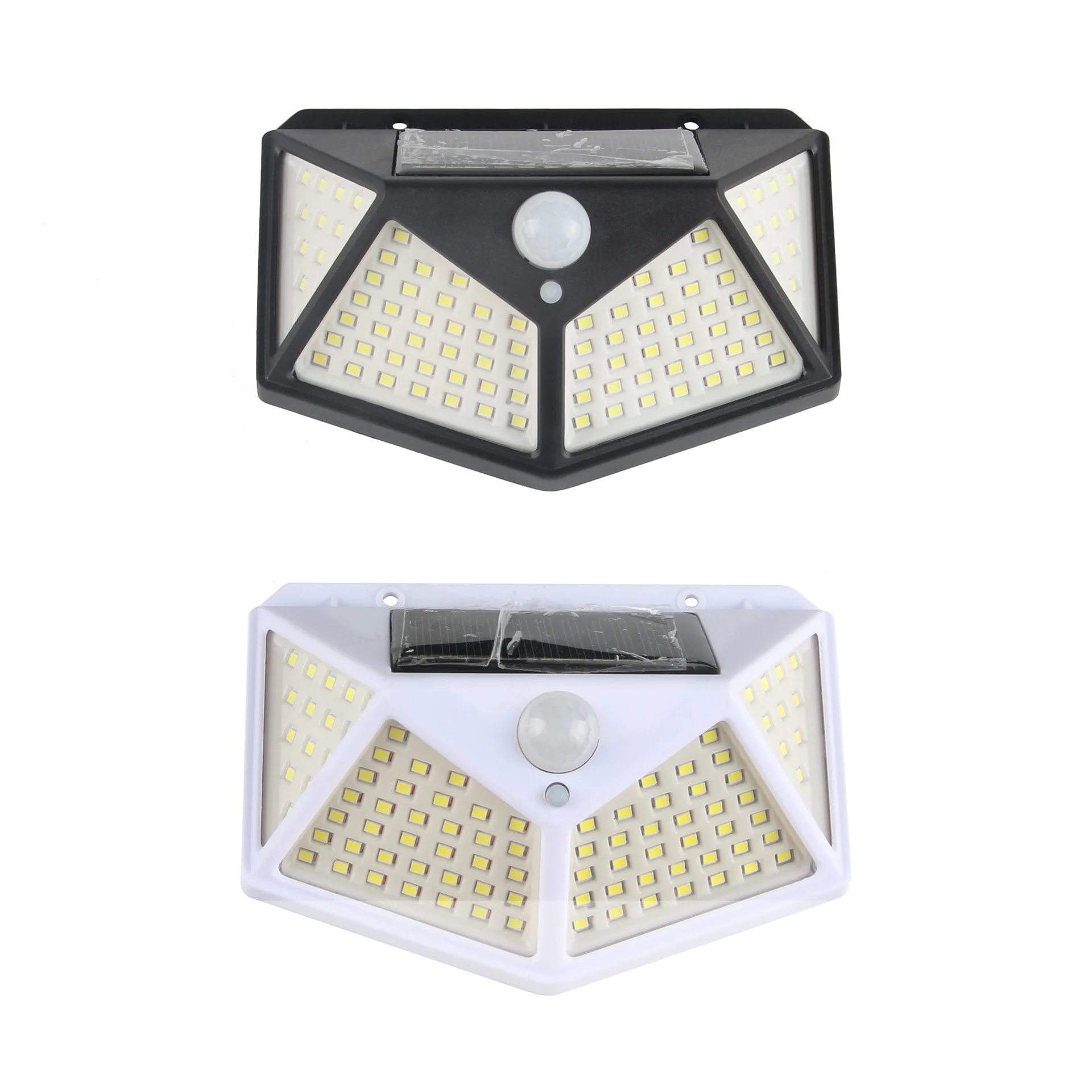 2PCS Solar Courtyard Light 100led Solar Charging Four Sided Luminous Wall Light Human Body Induction Light