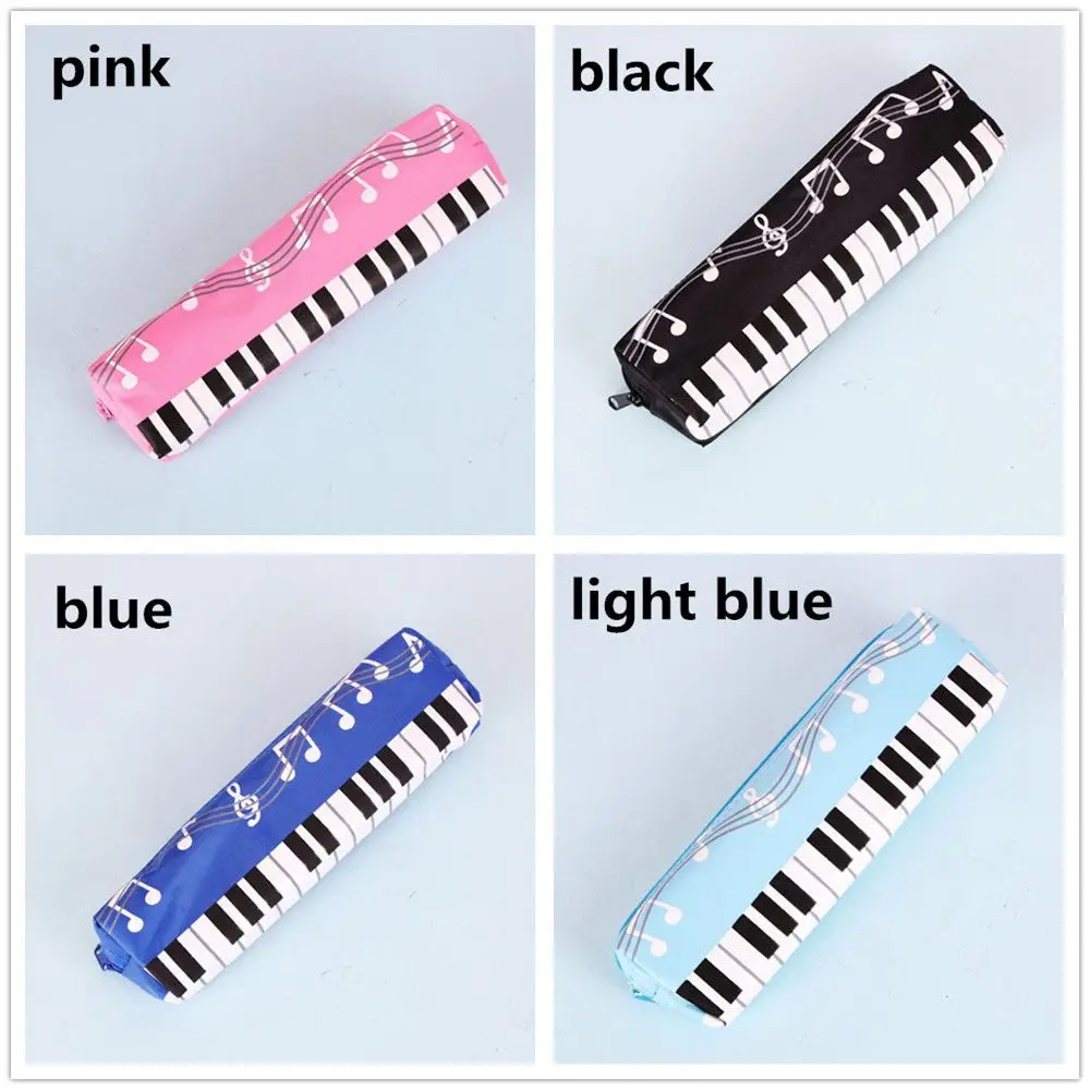 Creative Student Pencil Case Square Single Layer Oxford Cloth Pen Bag for Girls Boy Musical Note Piano Stationery Pouch