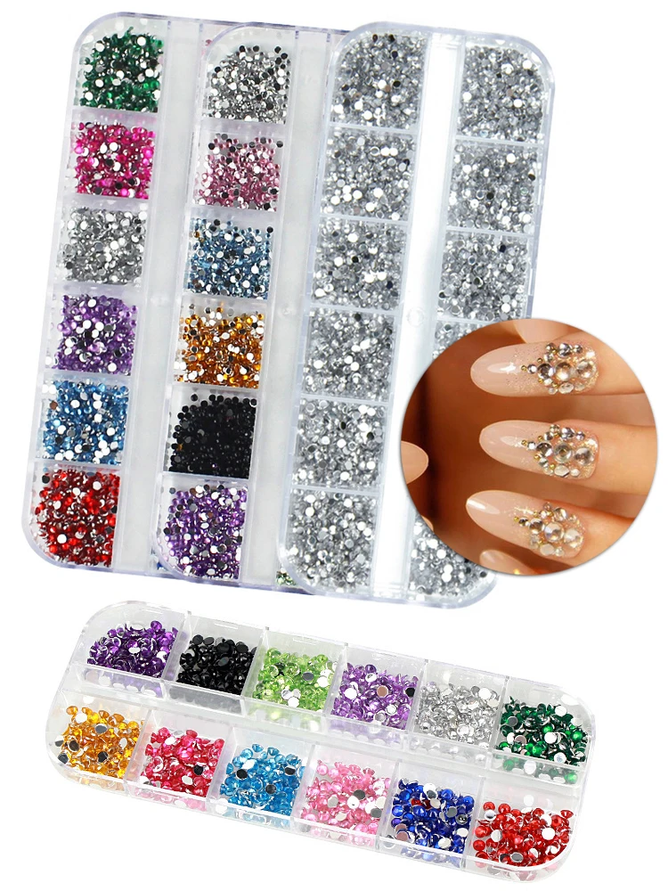 3000 pièces par boîte Nail Art dos plat cristal Strass 1.5mm 2.0mm diamants éblouissants Strass pointe de manucure décoration 3D