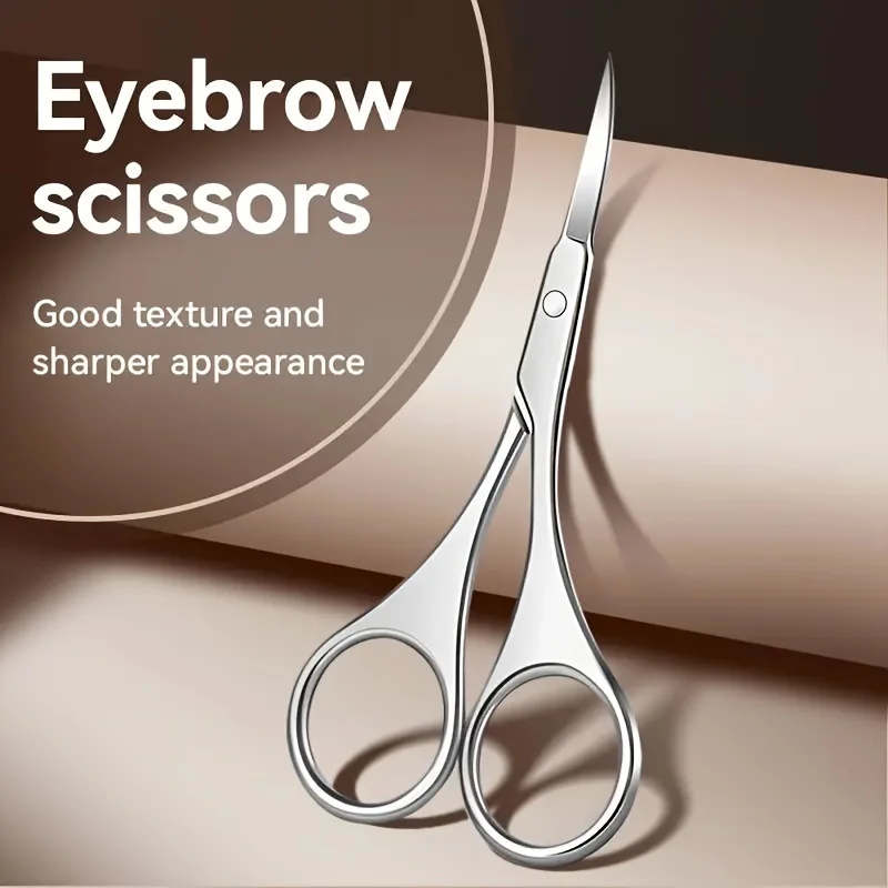 Professional Stainless Steel Precision Scissors for Eyebrows & Nose Hair - Dual-Handed, Ideal for Facial Hair Removal & Trimming